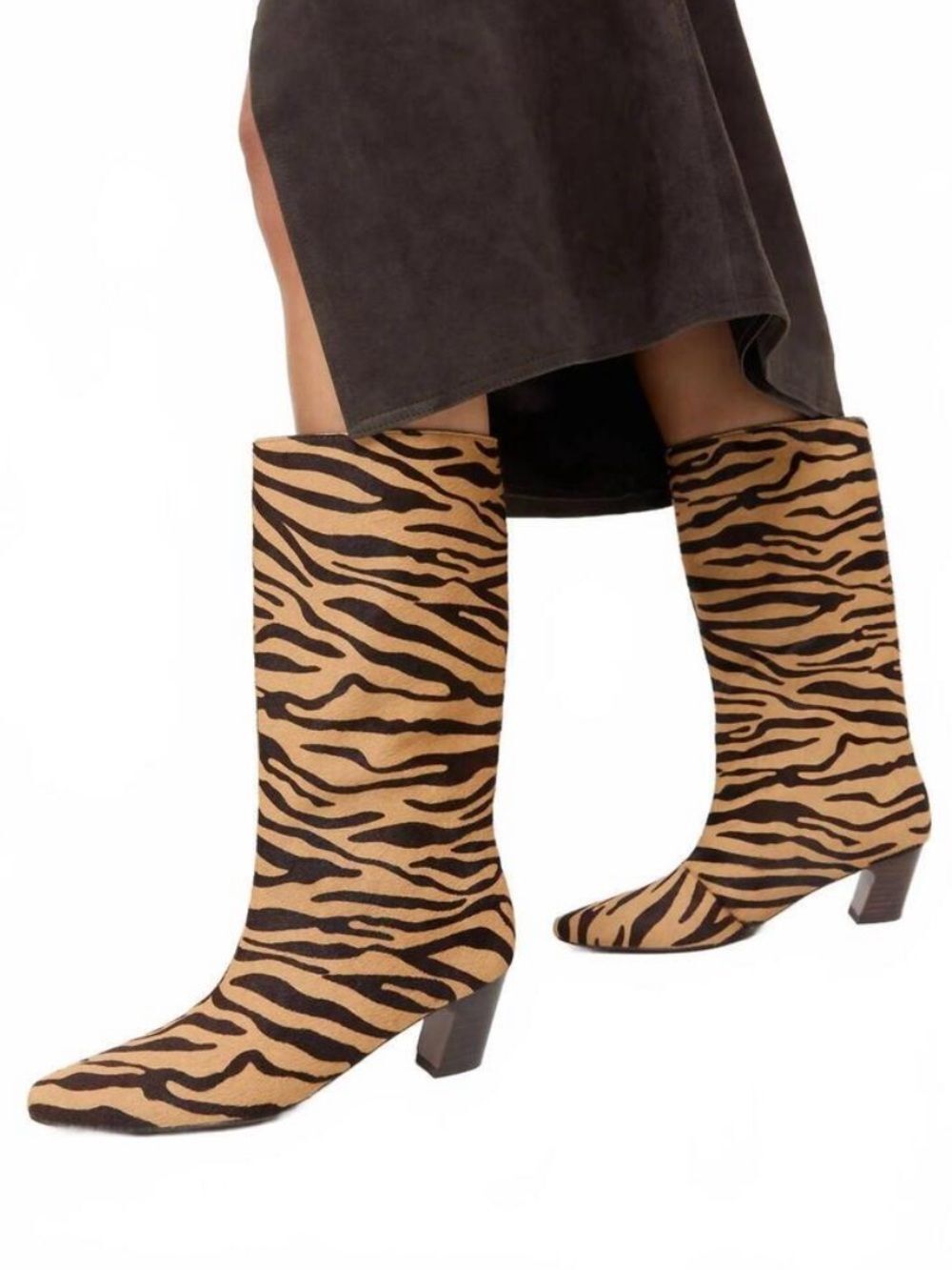LOEFFLER RANDALL women's cleo zebra mid-calf boot in yellow